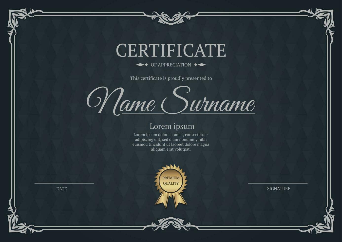 certificate template, with vintage frame vector