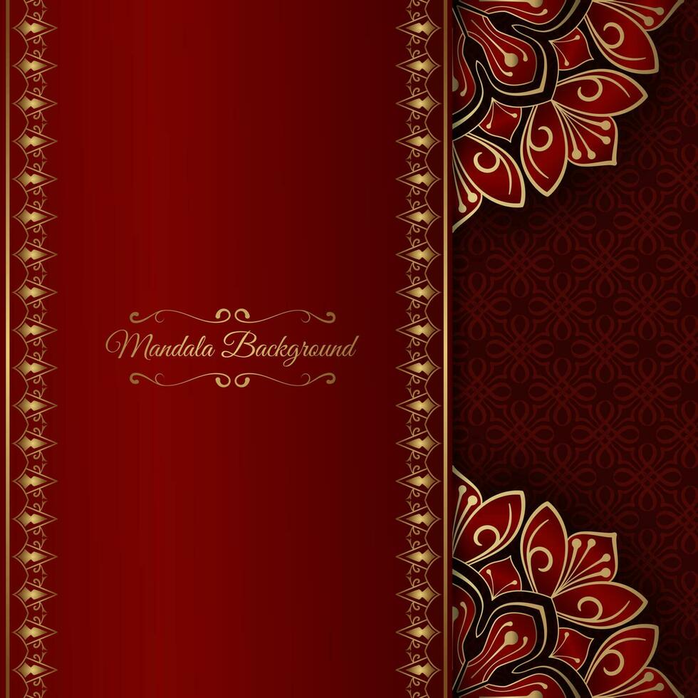 red luxury background, with gold mandala ornament vector