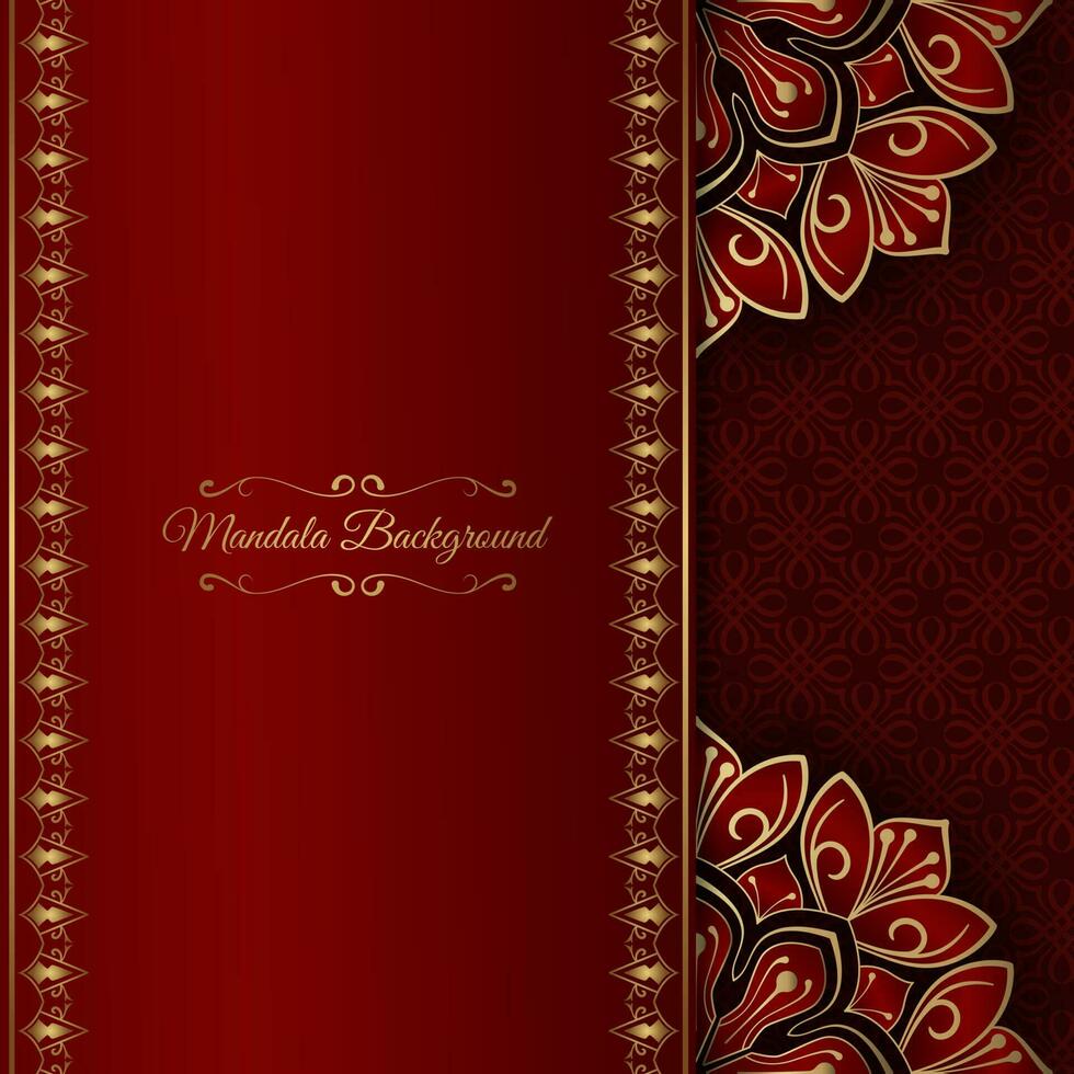 red luxury background, with gold mandala ornament vector