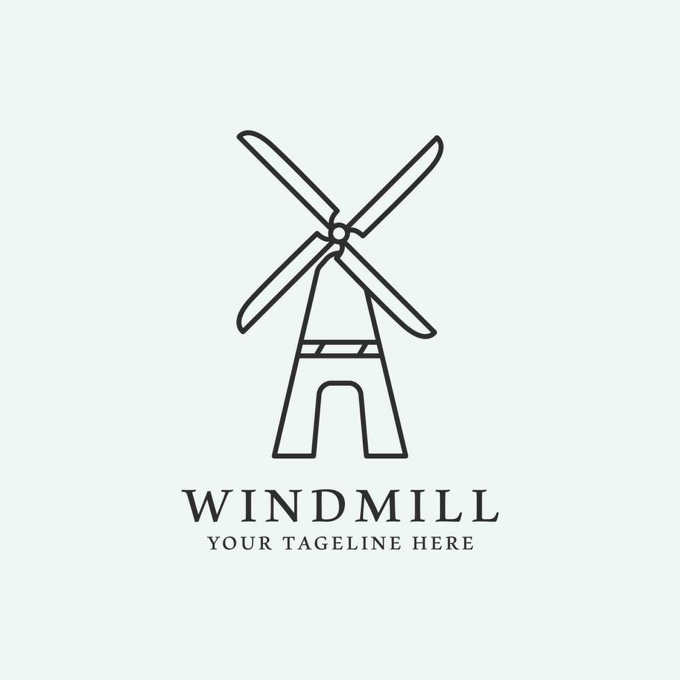 windmill line art icon logo design vector illustration