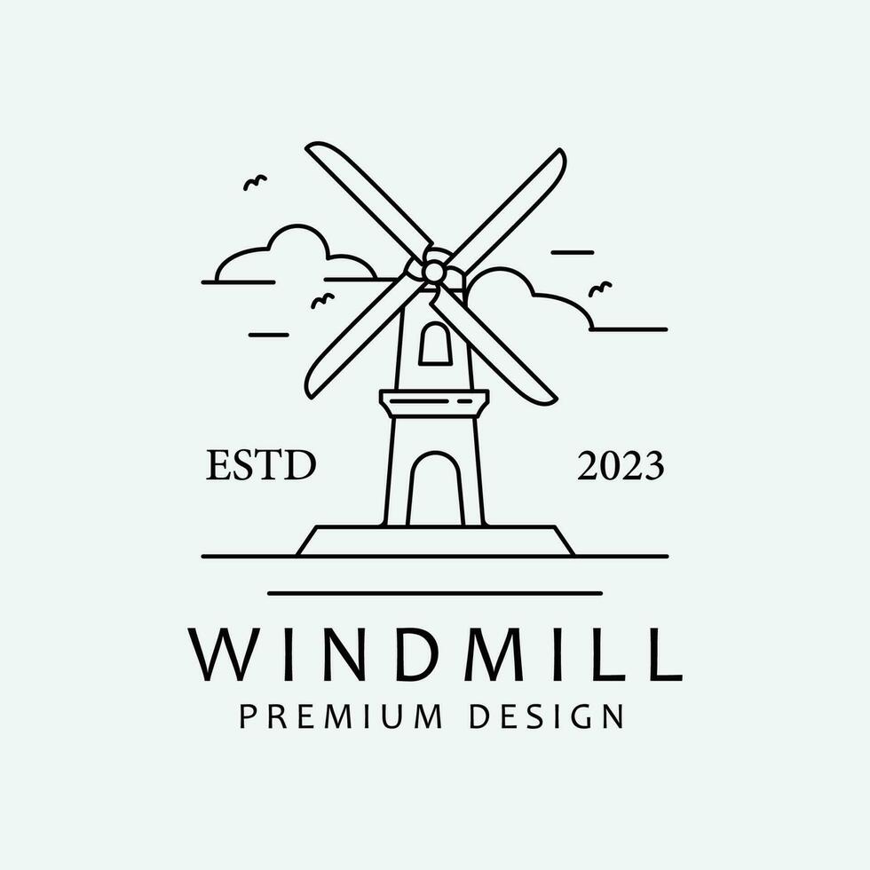 windmill line art icon logo design, farm tower vector design