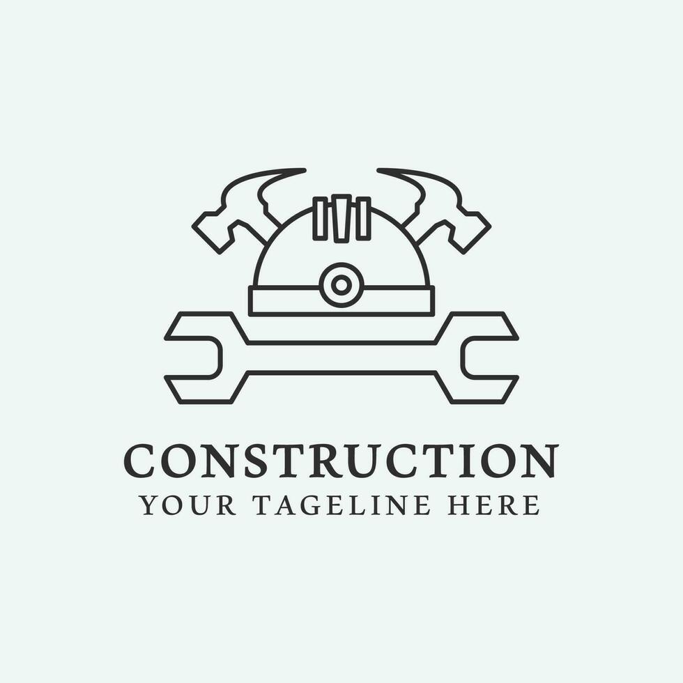 construction logo line art design, builder icon design vector