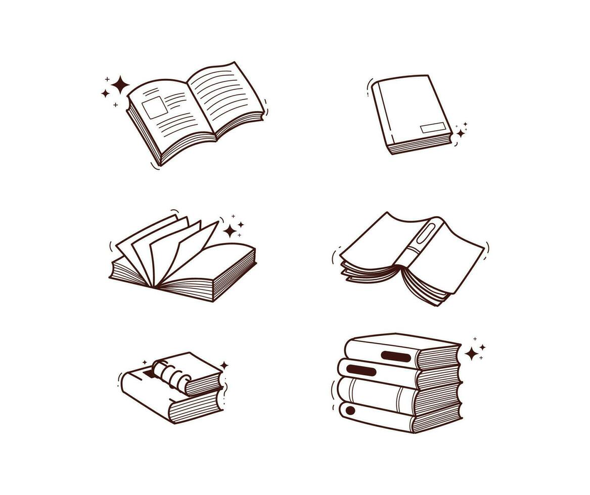 hand drawn books doodle vector