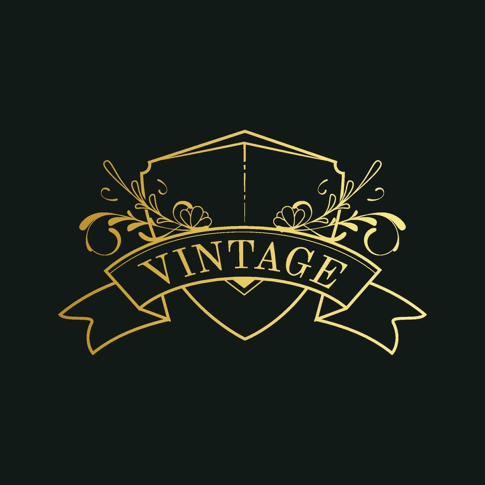 vintage golden frame vector