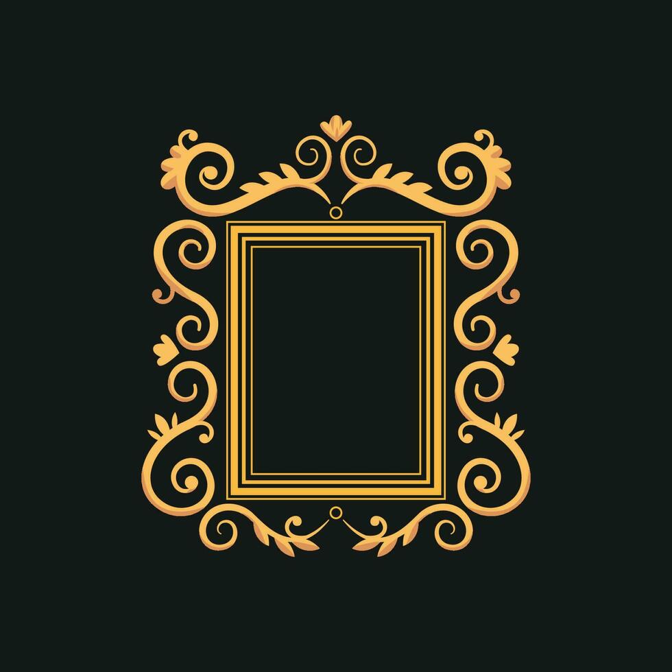 Golden vintage frame with ornament vector