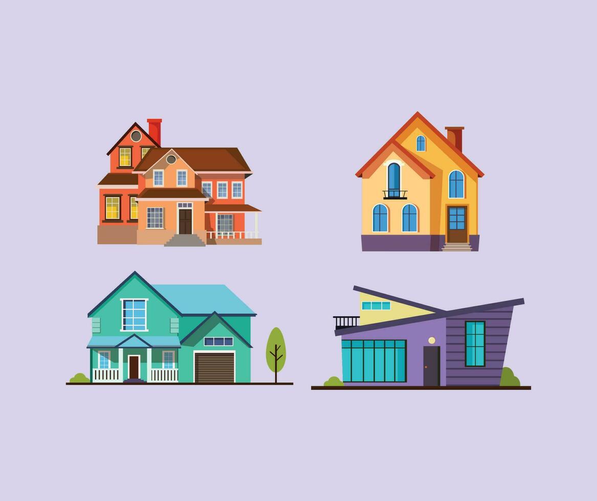 cottage houses vector