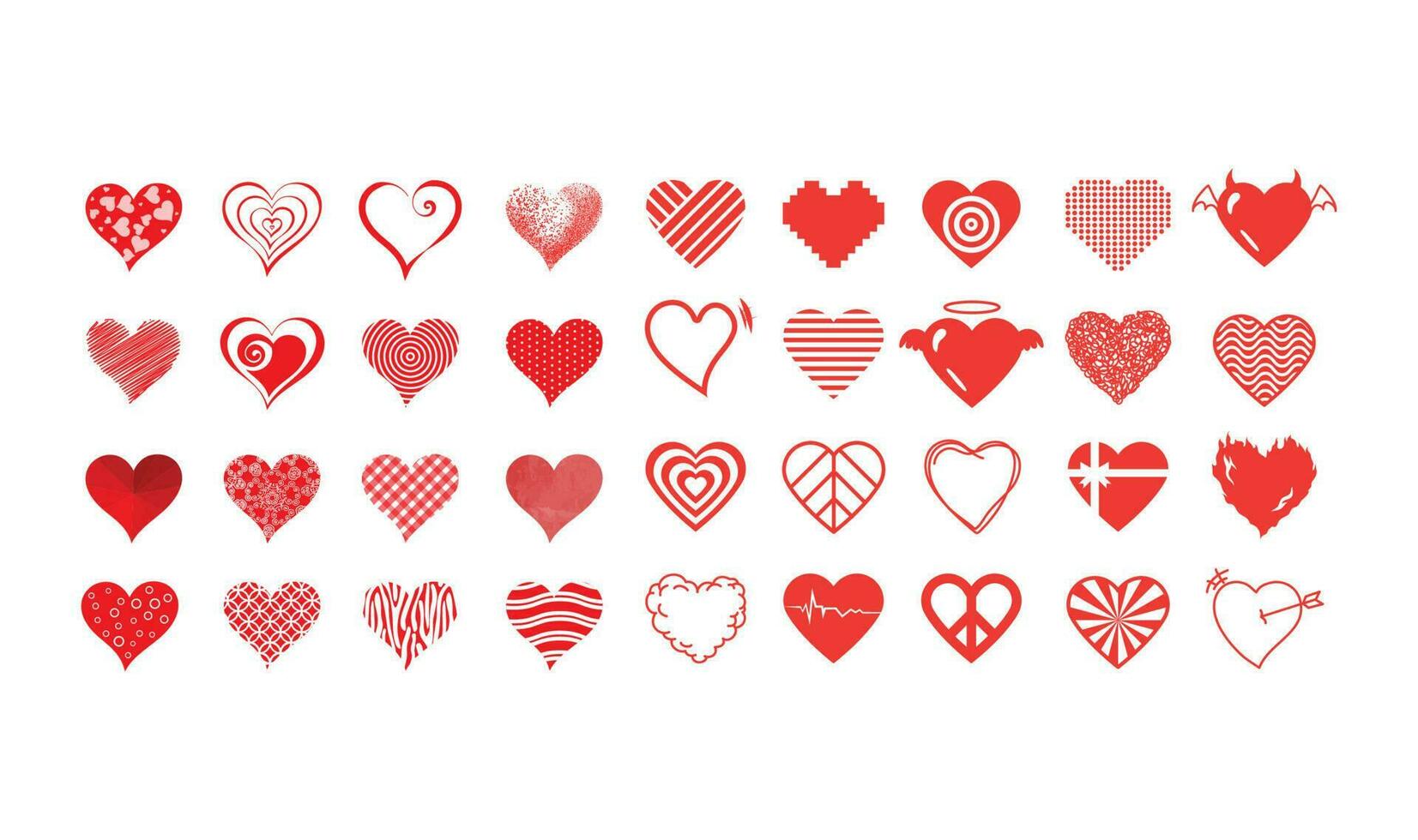 red hearts pack vector