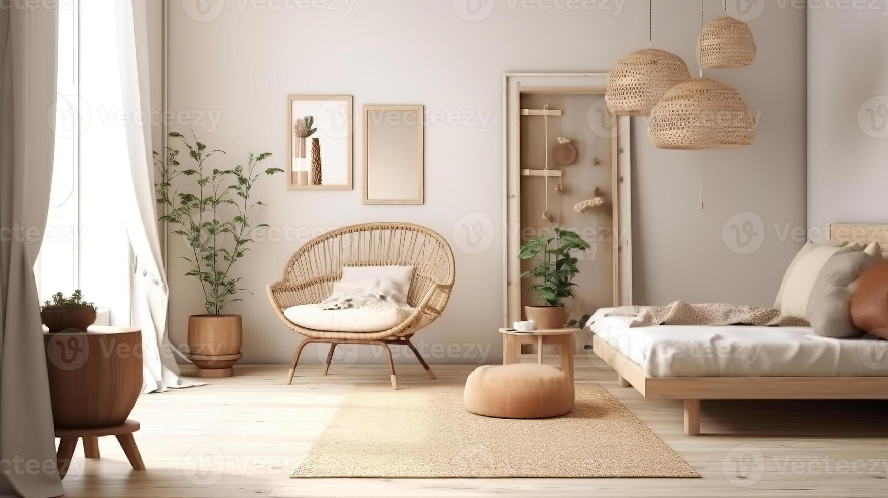 Mock up frame in home interior background. photo