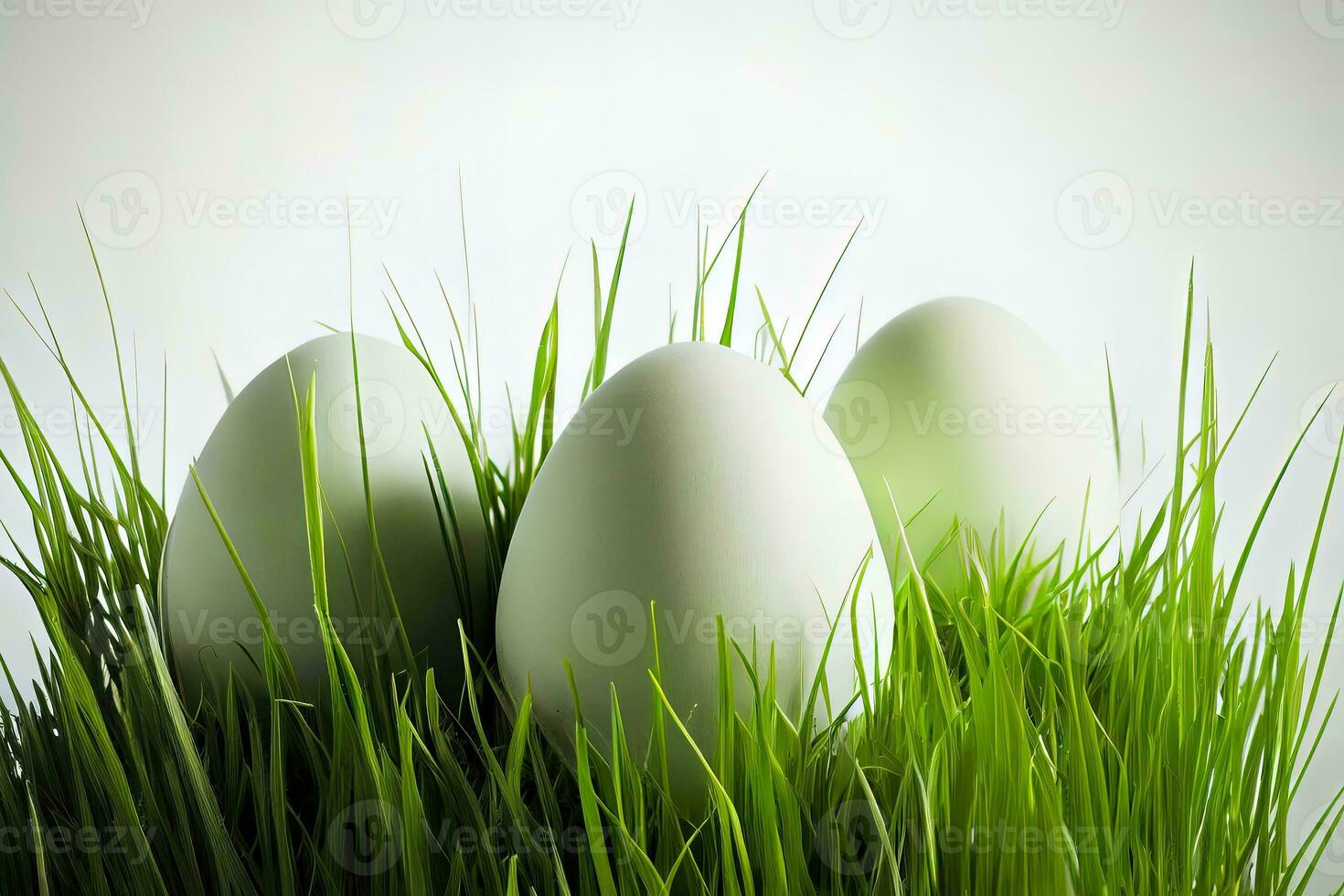 Wonderful Shape of Eggs in green grass on white photo