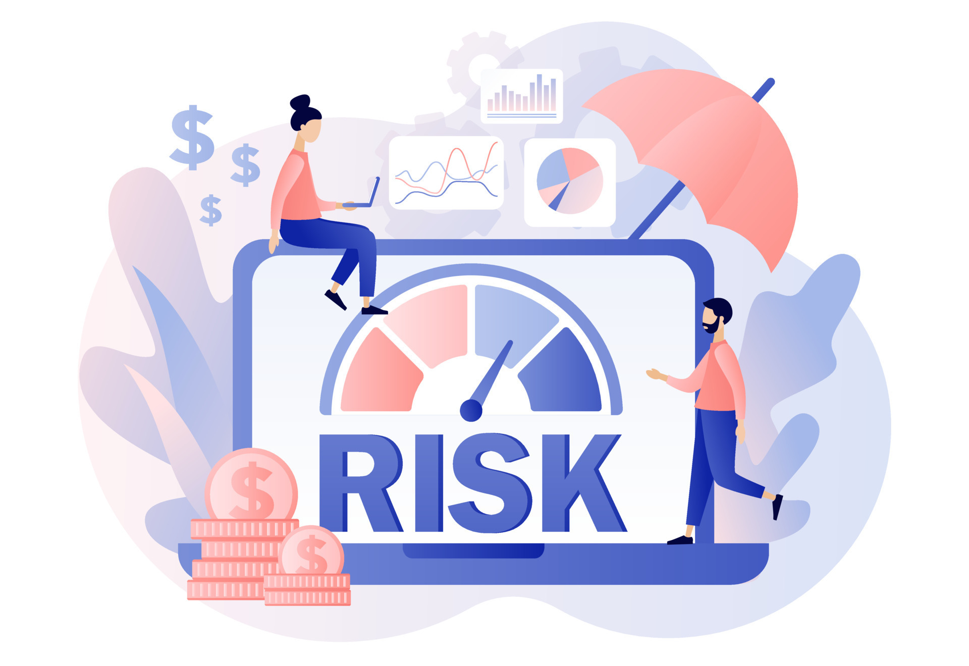 Risk management. Risk assessment online. Business and investment