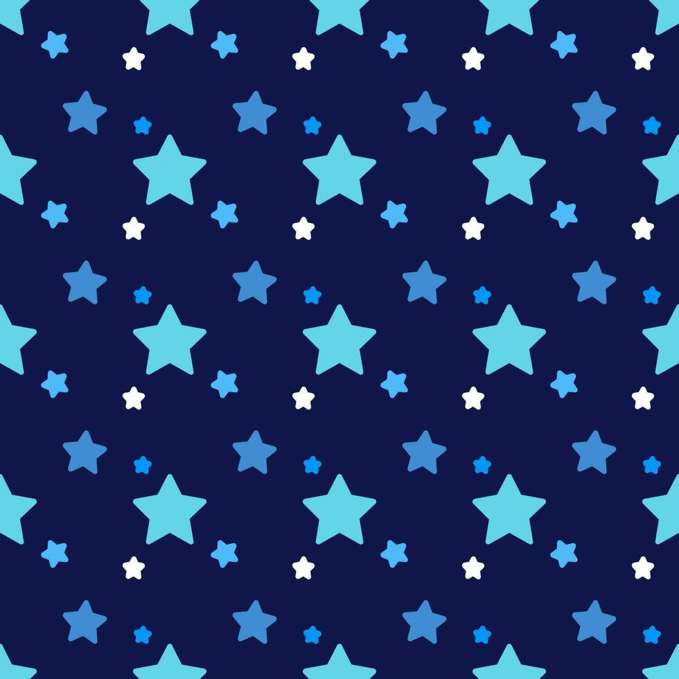 Blue stars seamless pattern indigo background vector