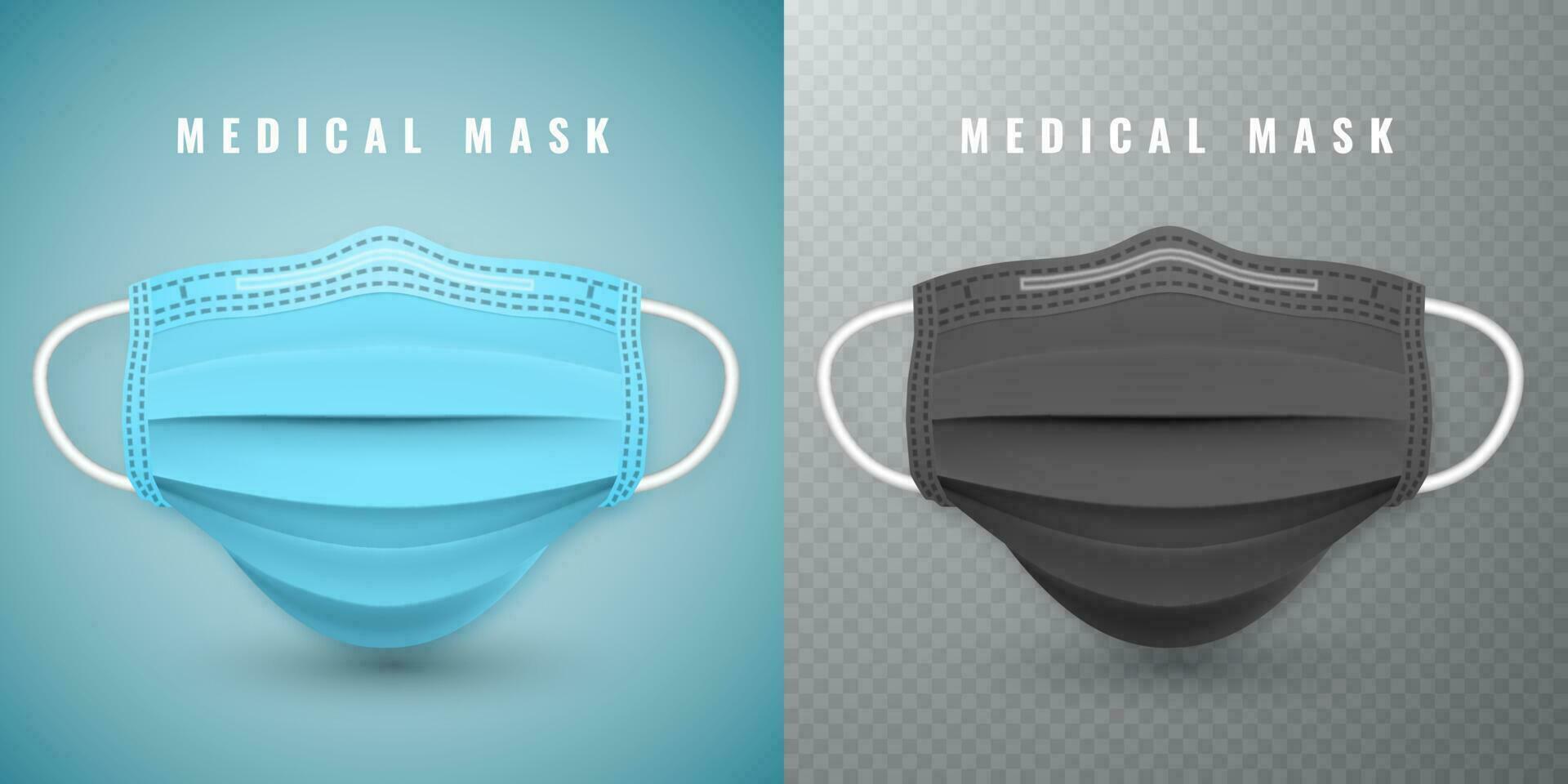 realista médico cara mascarilla. detalles 3d médico mascarilla. vector ilustración