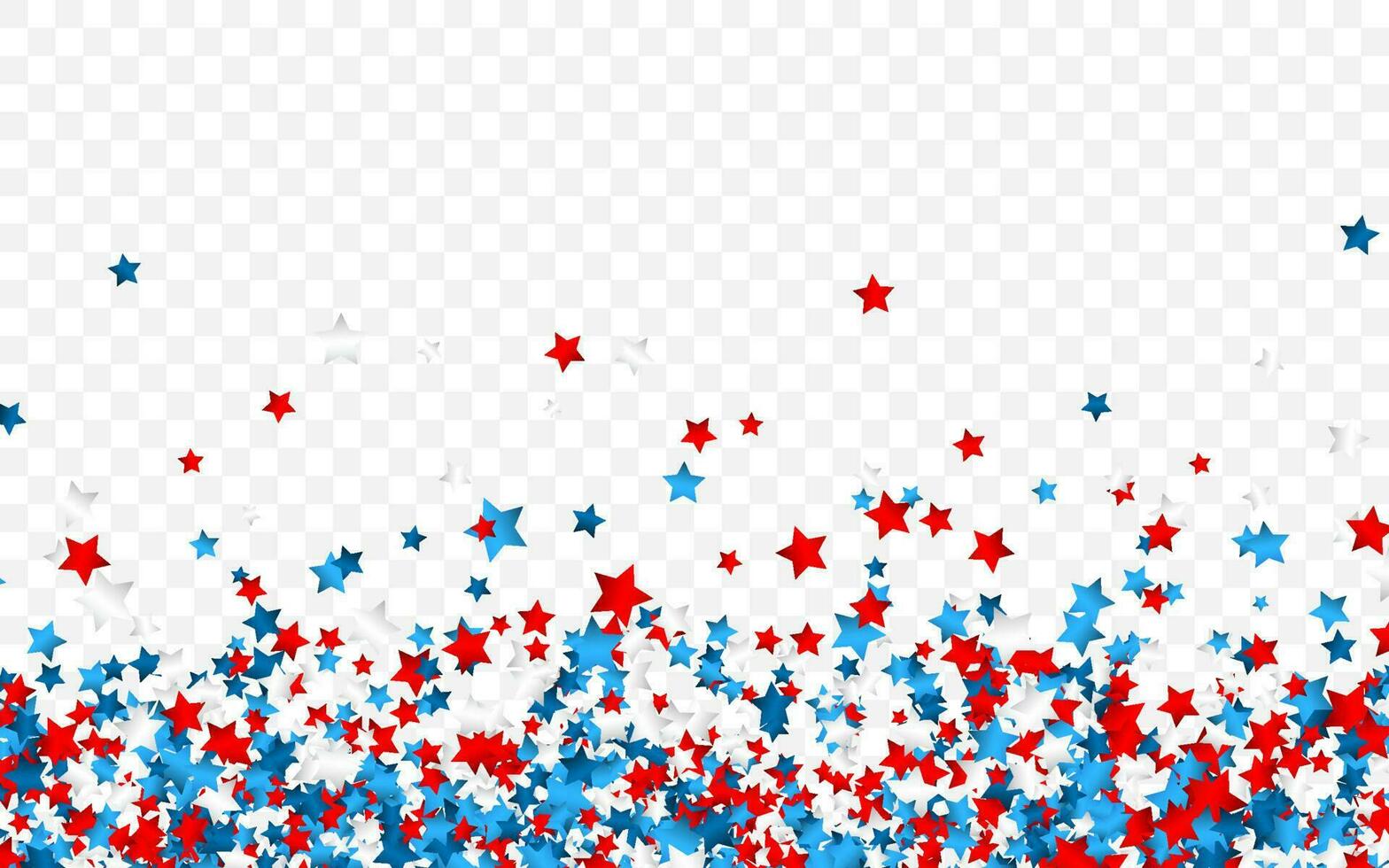 Celebration confetti in national colors of USA. Holiday confetti in US flag colors. 4th July independence day background vector