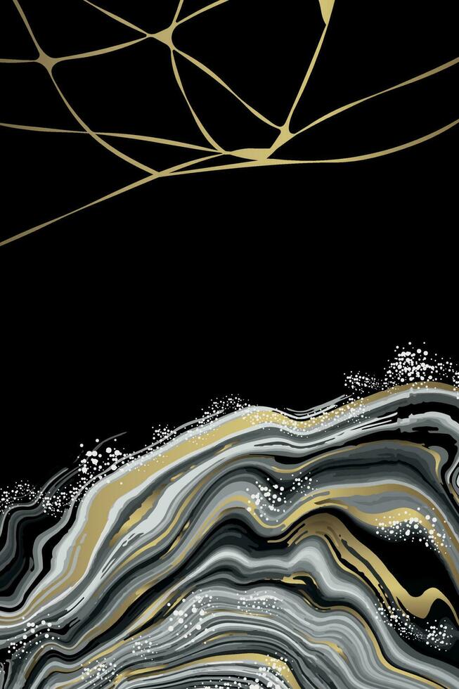 Luxury marble background with golden veins and golden cracks. Golden kintsugi design for cover, invitation, flyer, etc. vector