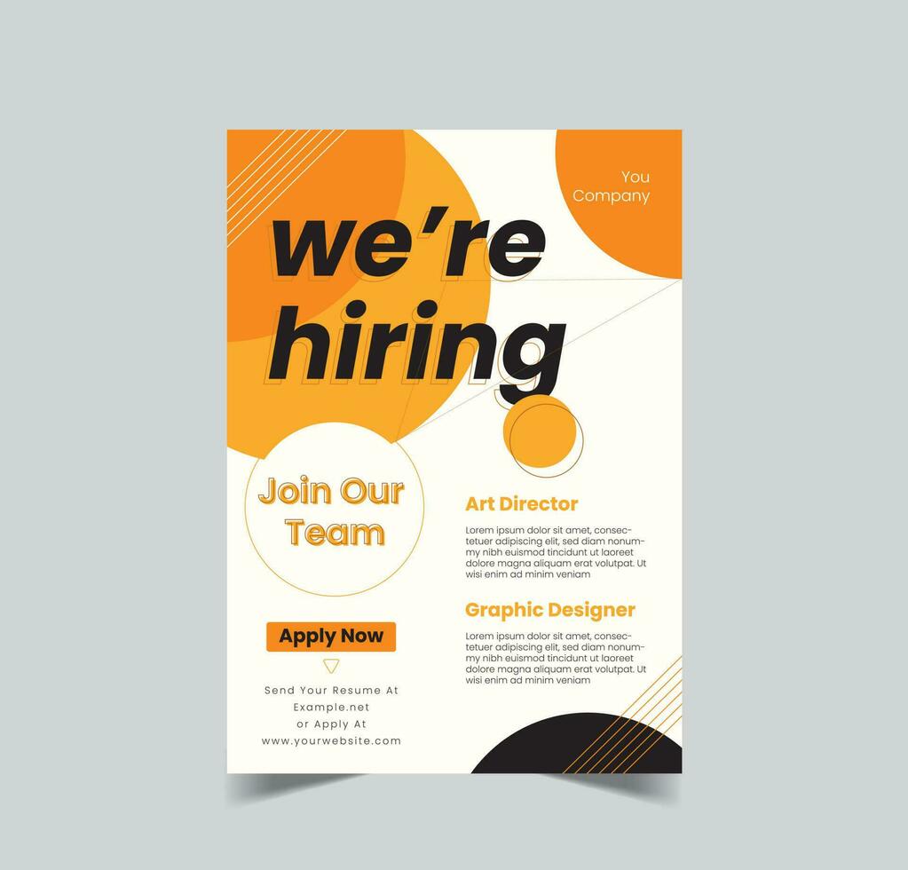 We are hiring flyer design template. We are Hiring job Poster Design, Job Vacancy Leaflet Template. vector