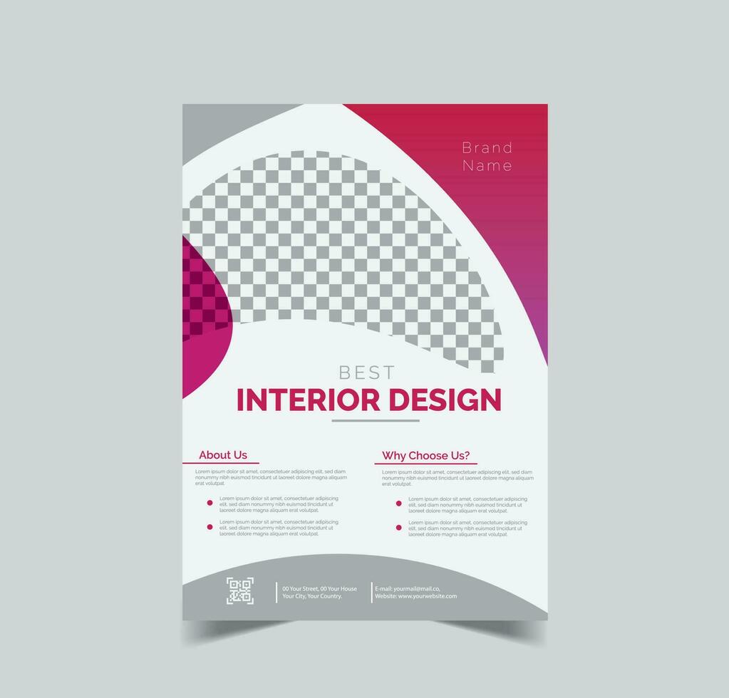 Interior Design Flyer, leaflet, poster template vector