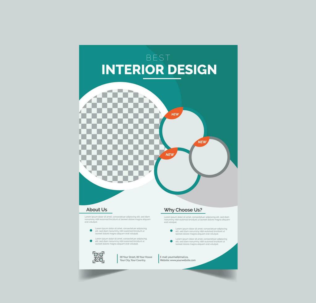 Interior Design Flyer, leaflet, poster template vector