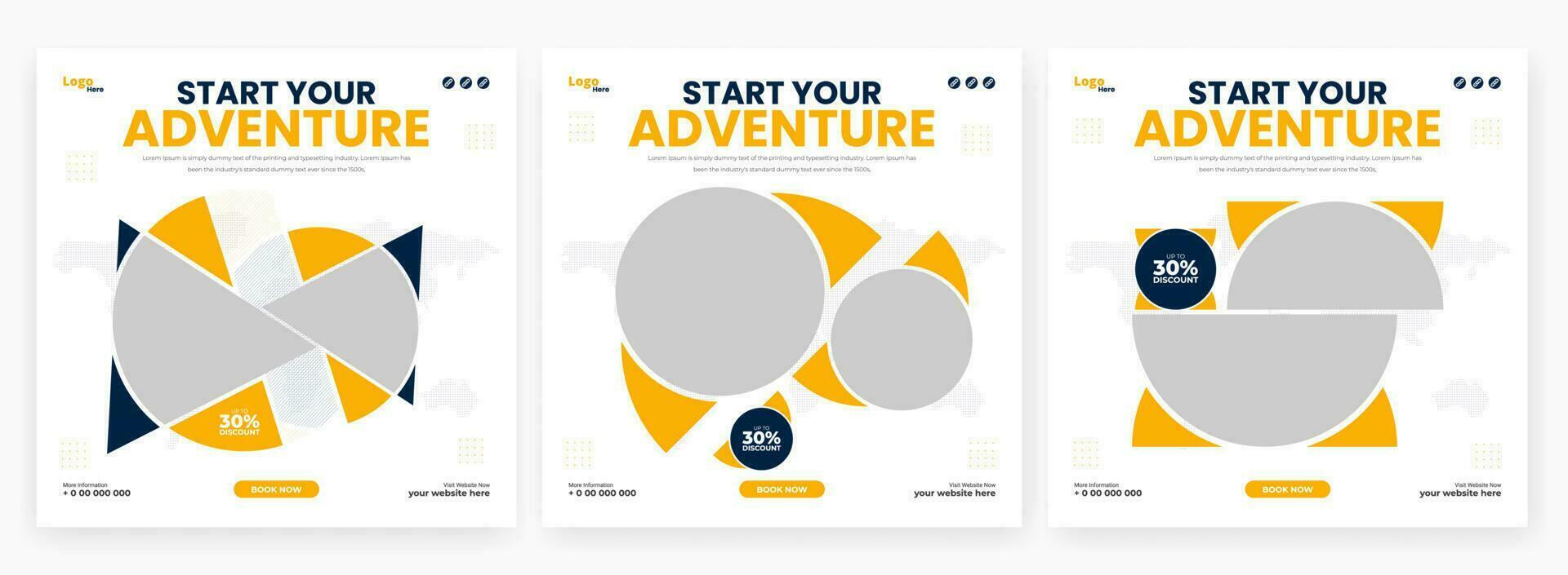 travel  ad for social media post template design vector