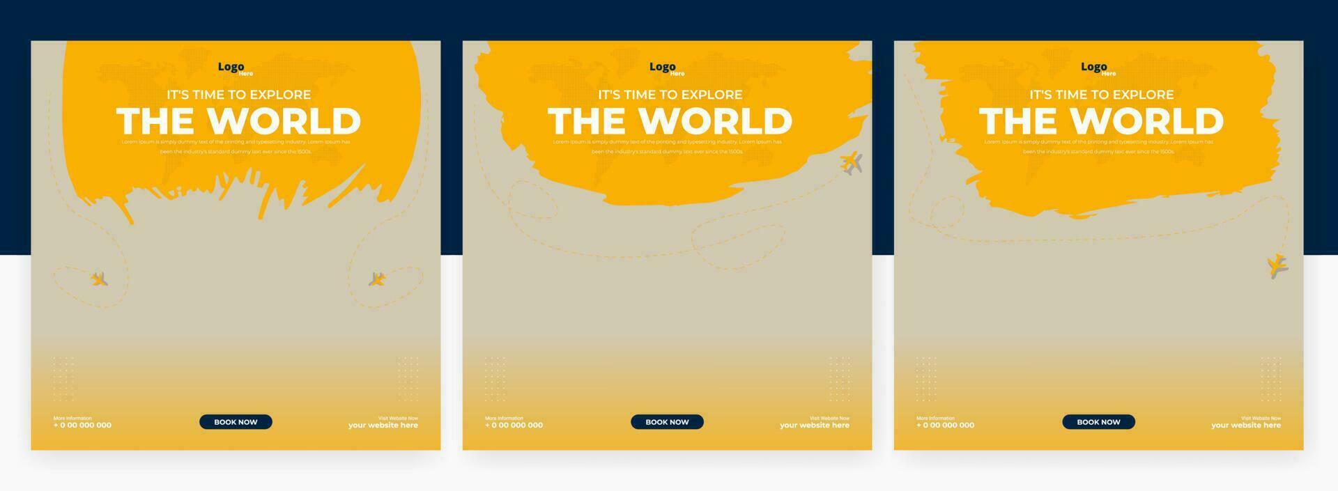 travel  ad for social media post template design vector