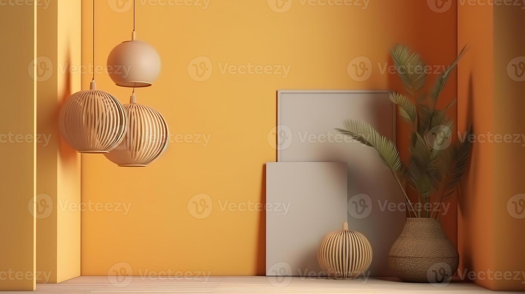 Decorative plant with empty frame. photo