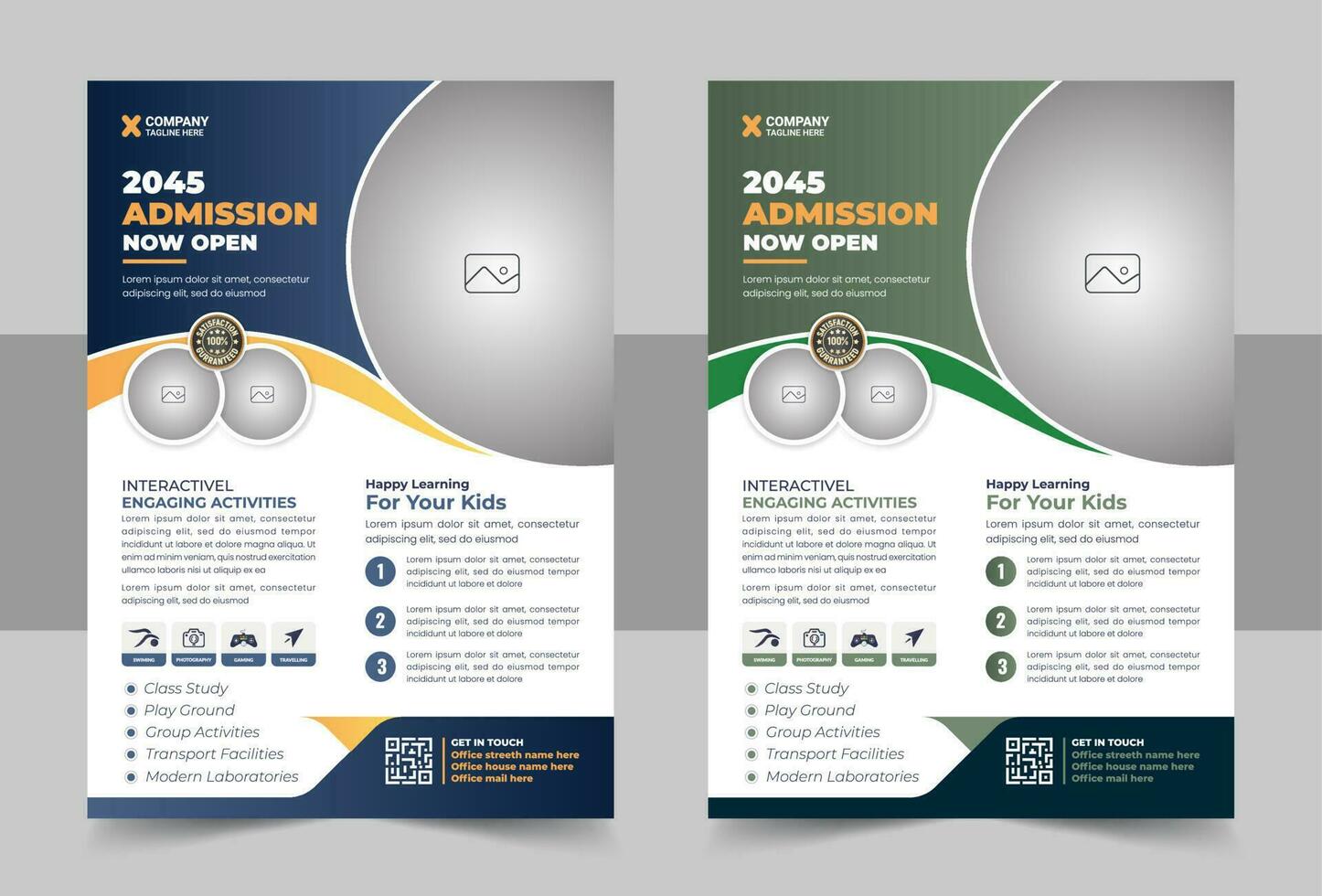 Junior School Admission Flyer Template Design for Kids. Education Poster Design template vector