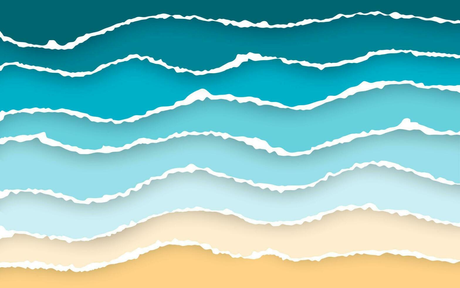 Blue sea and beach summer background. Torn paper stripes. Ripped squared horizontal paper strips. Torn paper edge. Vector illustration