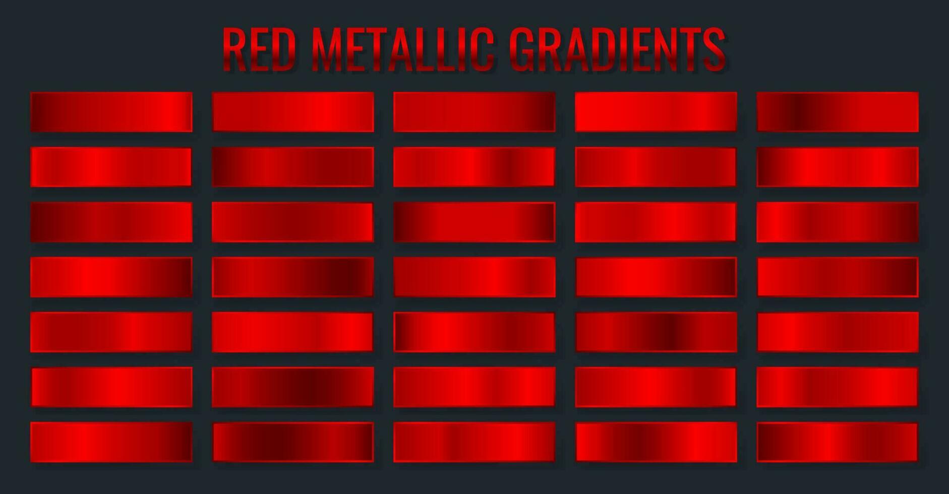 Collection red metallic gradients, chrome christmas gradient set