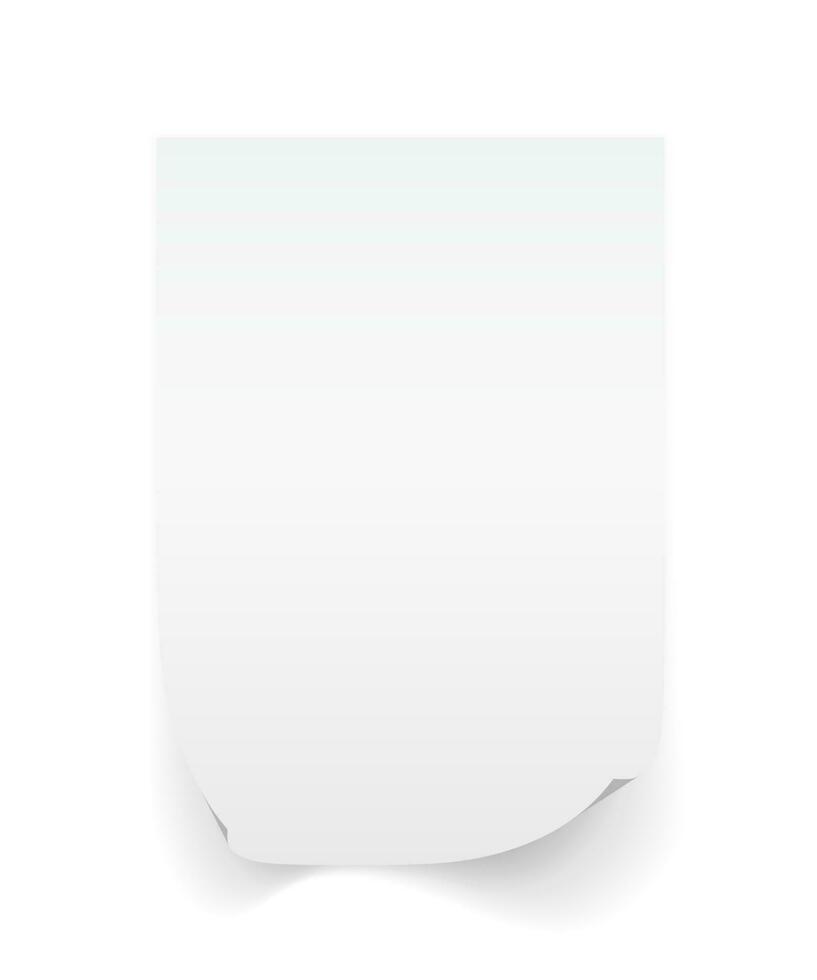 Blank A4 sheet of white paper with curled corner and shadow, template for your design. Set. Vector illustration