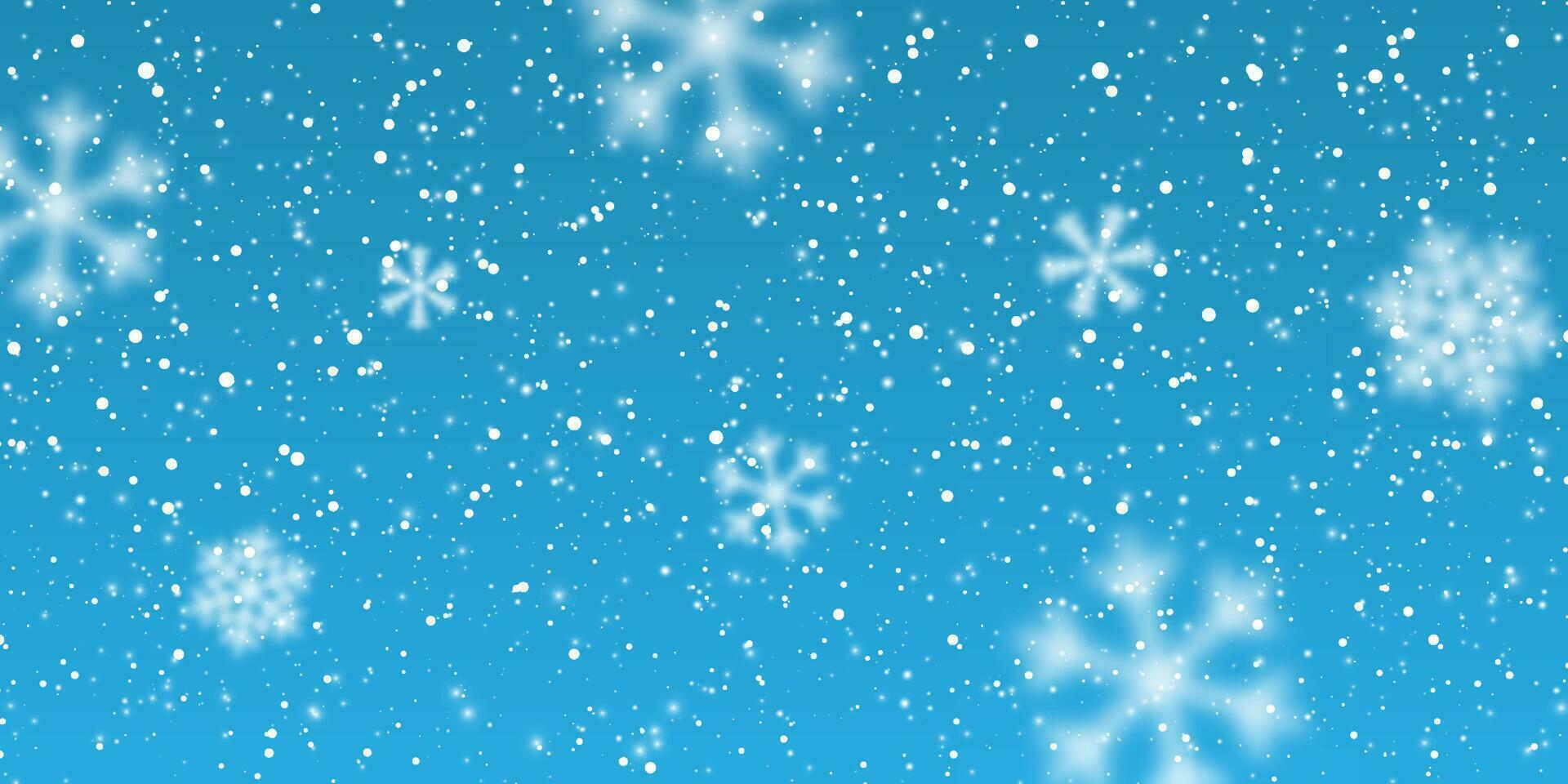 Christmas snow. Falling snowflakes on blue background. Snowfall. Vector illustration