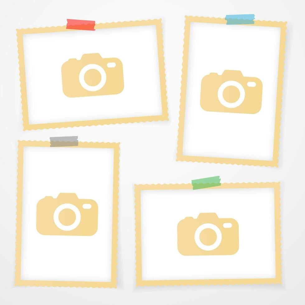 Retro photo frame with shadows. Vector illustration