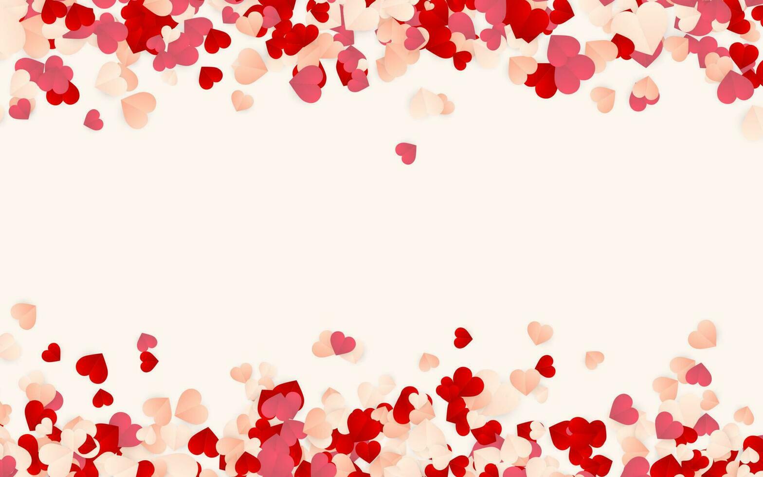 contento san valentin día fondo, papel rojo, rosado y blanco naranja corazones papel picado. vector ilustración