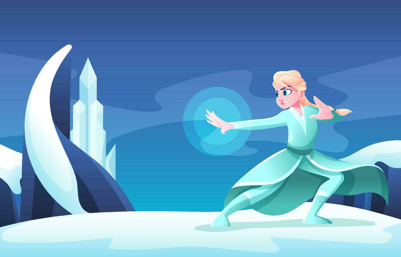 Woman with Blonde Hair Doing Magic on Ice vector