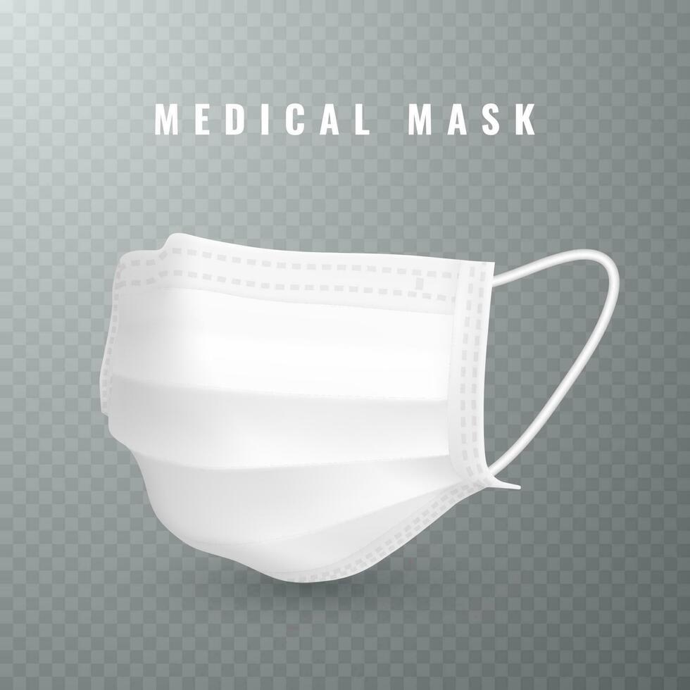 realista médico cara mascarilla. detalles 3d médico mascarilla. vector ilustración