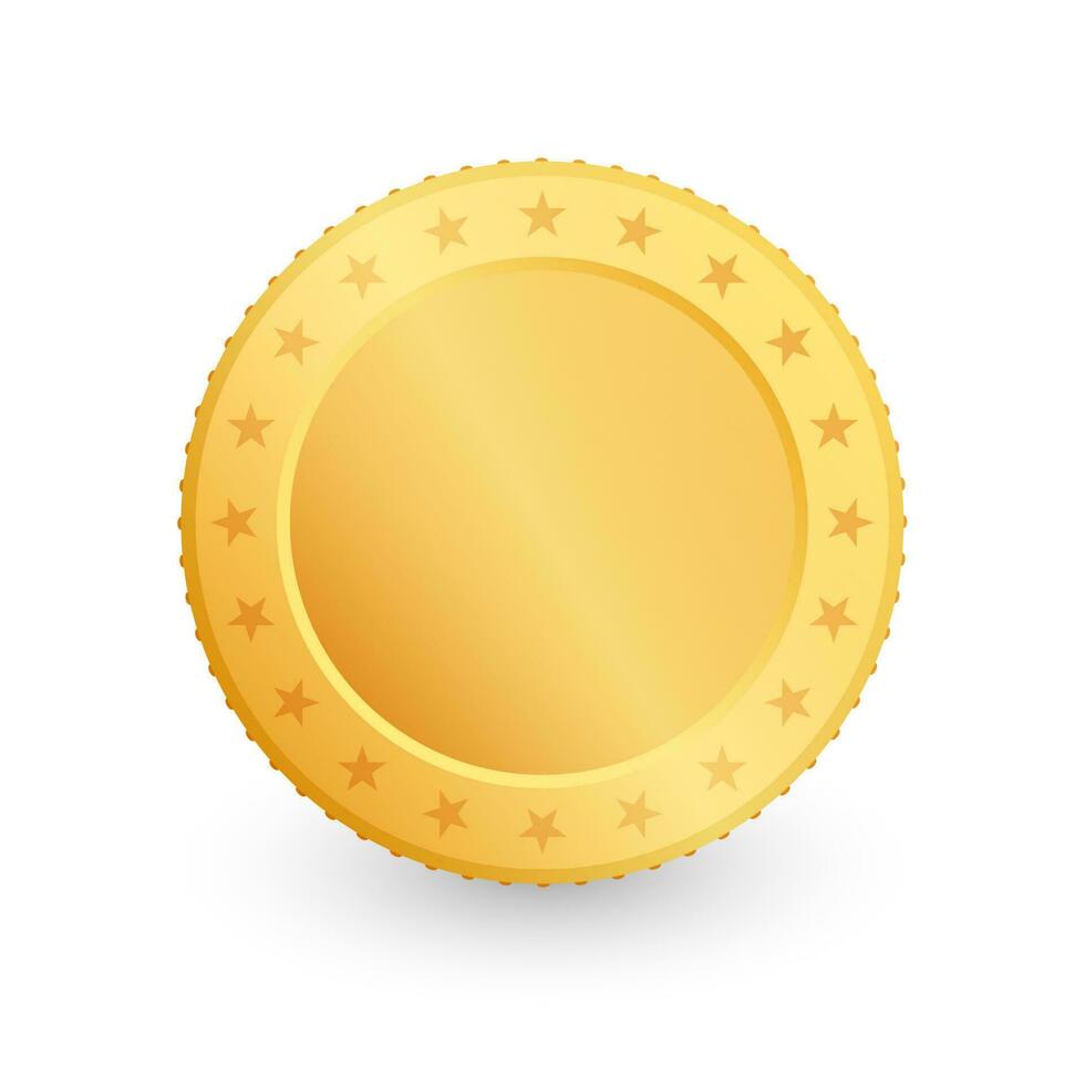 Gold coin isolated on white background. Vector illustration