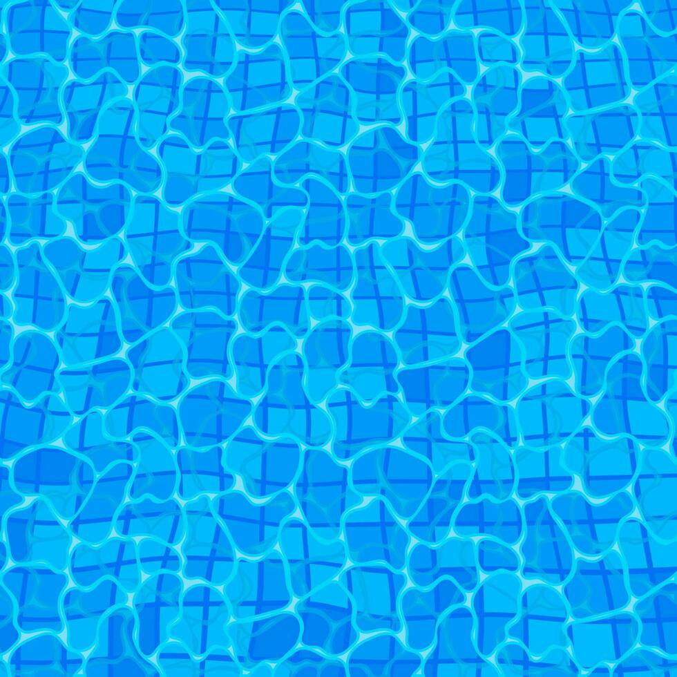 Swimming pool bottom caustics ripple and flow with waves background. Seamless blue ripples pattern. Vector illustration
