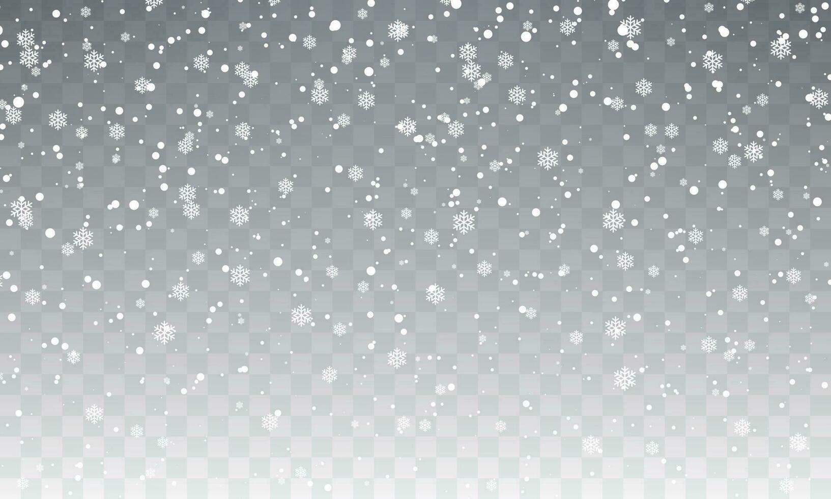 Christmas snow. Falling snowflakes on dark blue background. Snowfall. Vector illustration
