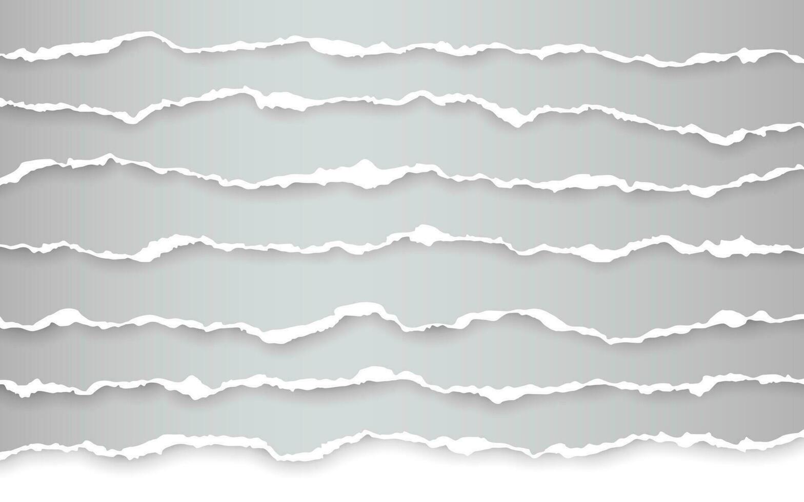 Horizontal torn paper edge. Ripped squared horizontal white paper strips. Vector illustration