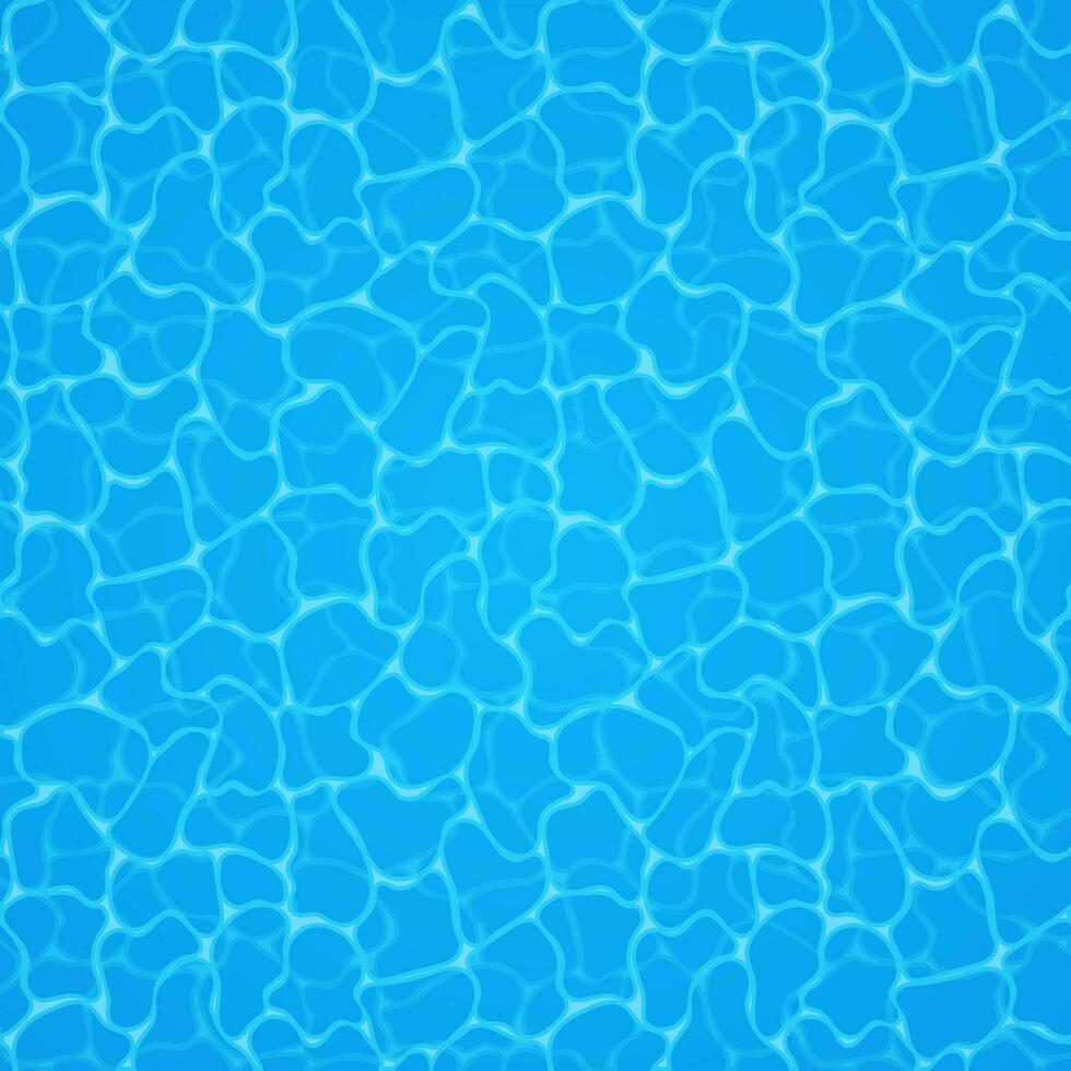 Swimming pool bottom caustics ripple and flow with waves background. Seamless blue ripples pattern. Vector illustration