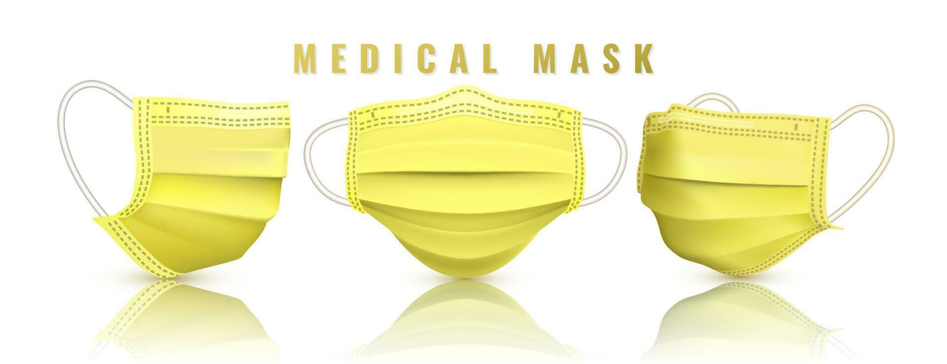 Realistic medical face mask. Details 3d medical mask. Vector