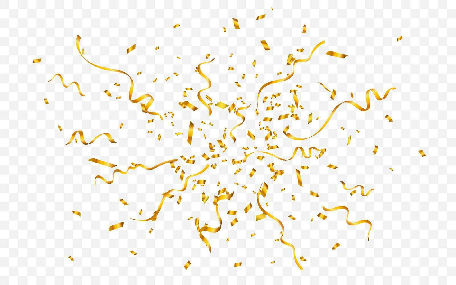 Gold confetti. Celebration carnival ribbons. Luxury greeting card. Vector illustration