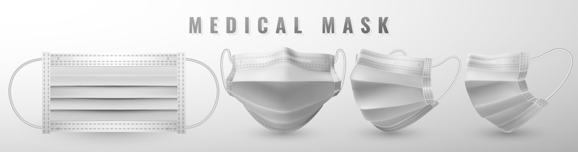 Realistic medical face mask. Details 3d medical mask. Vector
