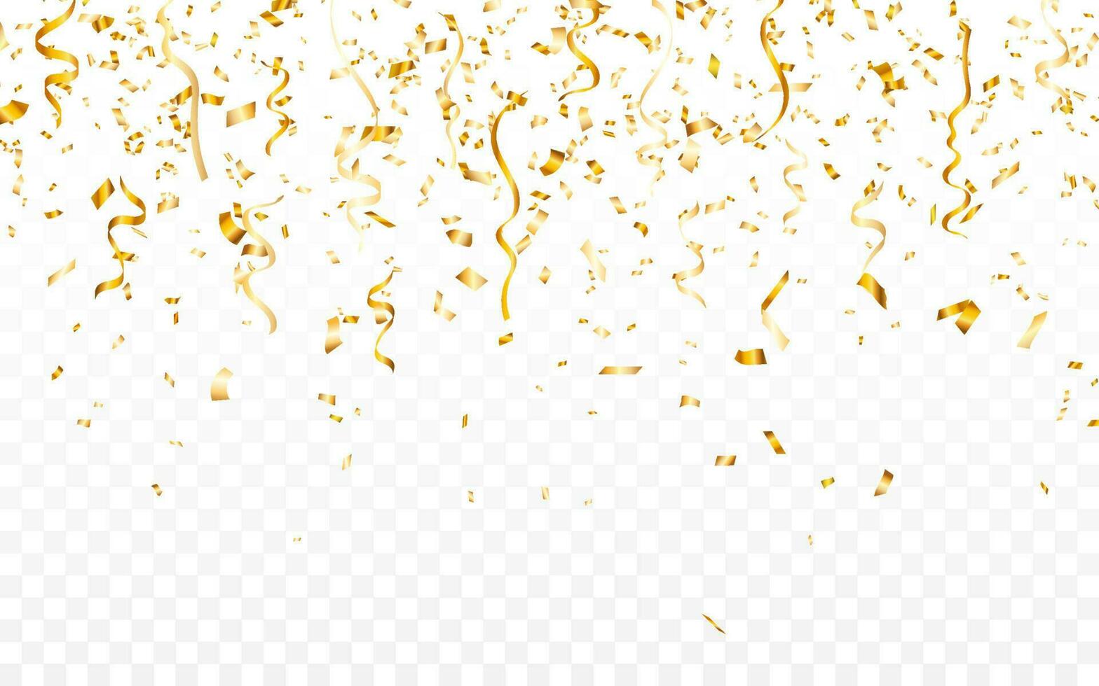 Gold confetti. Celebration carnival ribbons. Luxury greeting card. Vector illustration