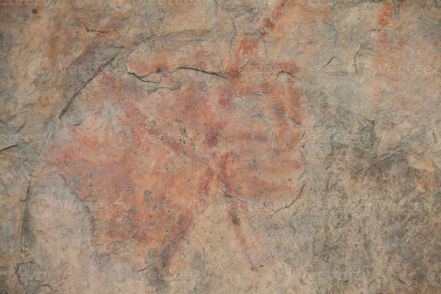 Prehistoric paintings on rock known as petroglyphs in Colombia photo