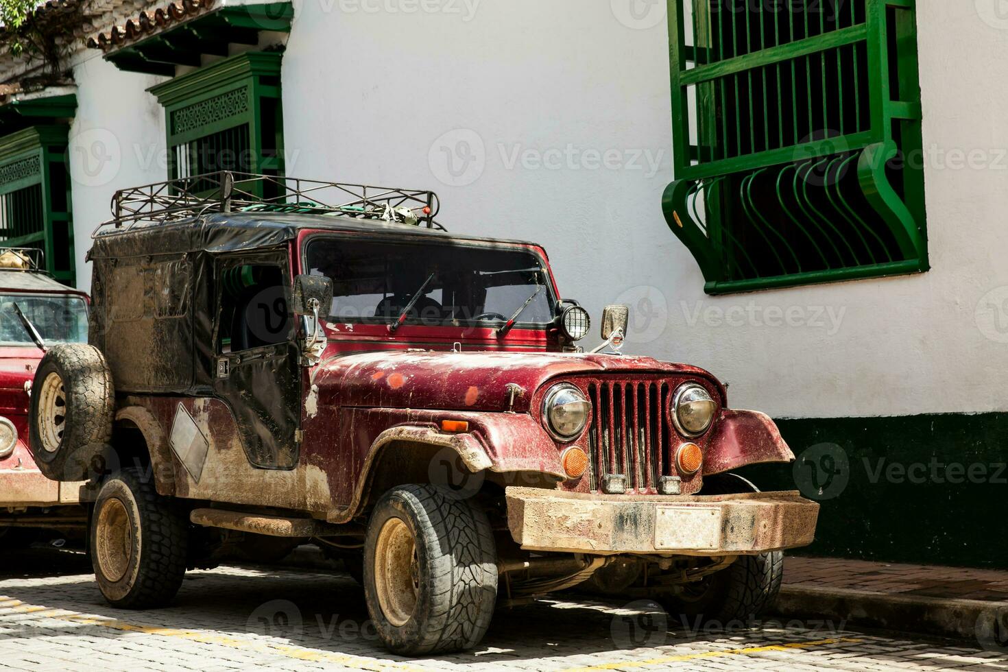 Traditional off road vehicle used for the transport of people and goods in rural areas in Colombia photo
