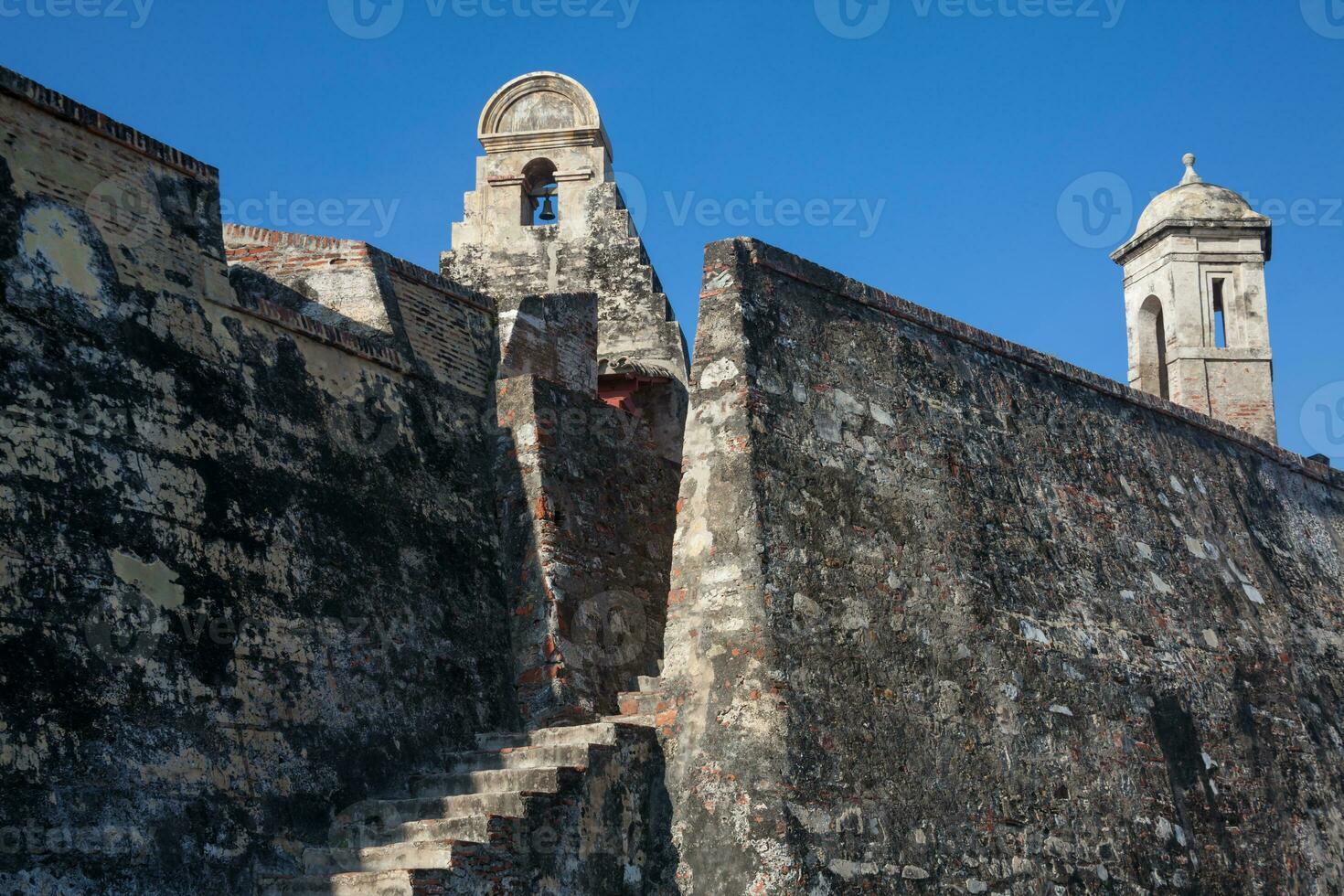 Walls of Cartagena de Indias built at the end of the XVI century for the defense of the city. San Felipe Castle photo