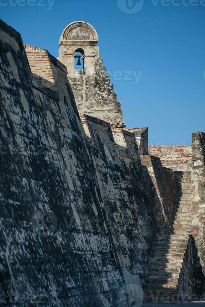 Walls of Cartagena de Indias built at the end of the XVI century for the defense of the city. San Felipe Castle photo