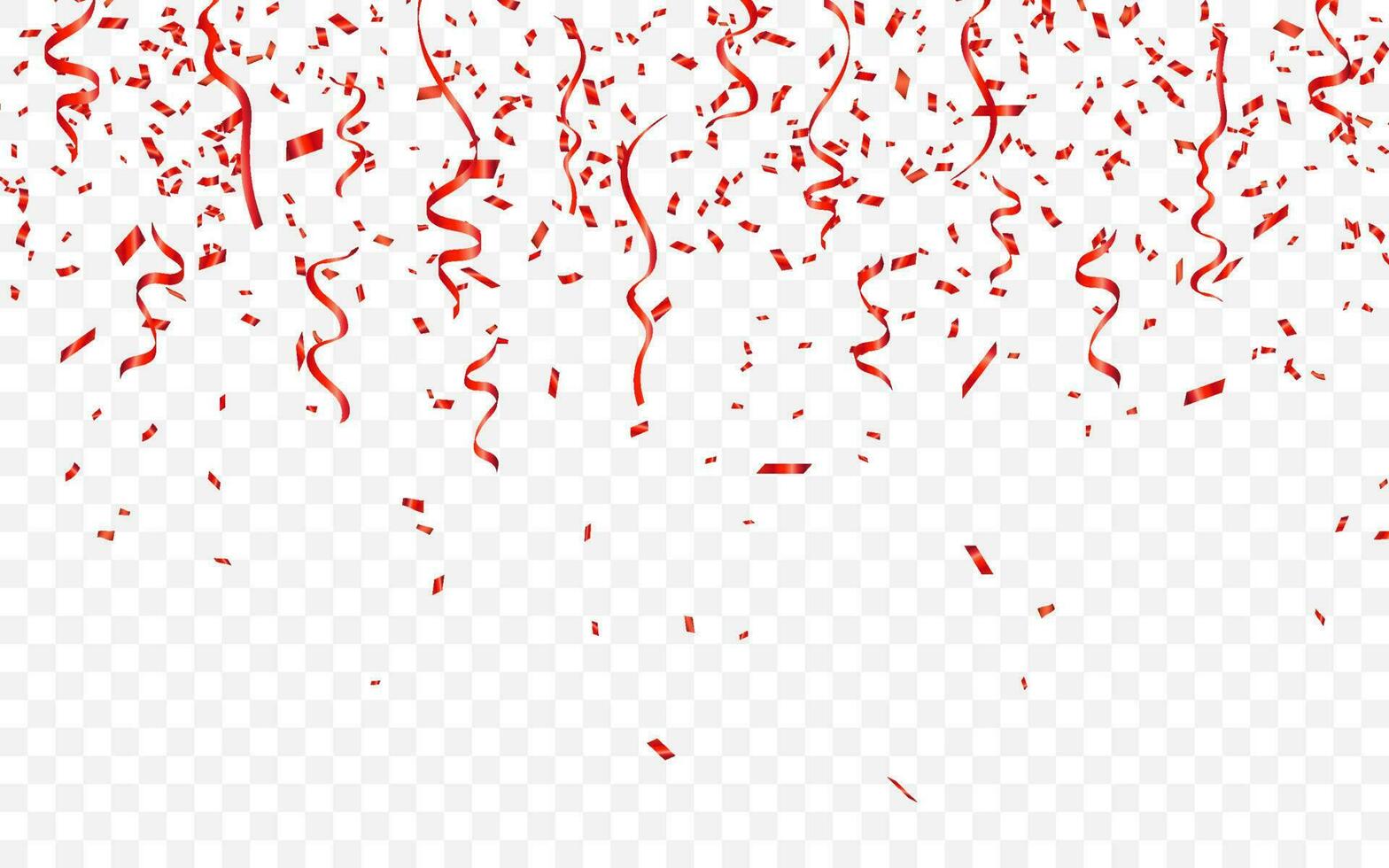 Red confetti. Celebration carnival ribbons. Luxury greeting card. Vector illustration