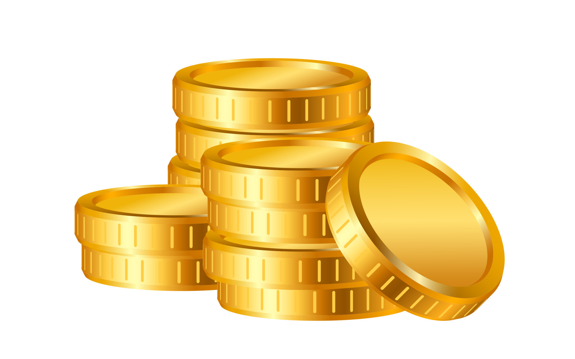 Realistic gold coins isolated on white background. Vector illustration ...