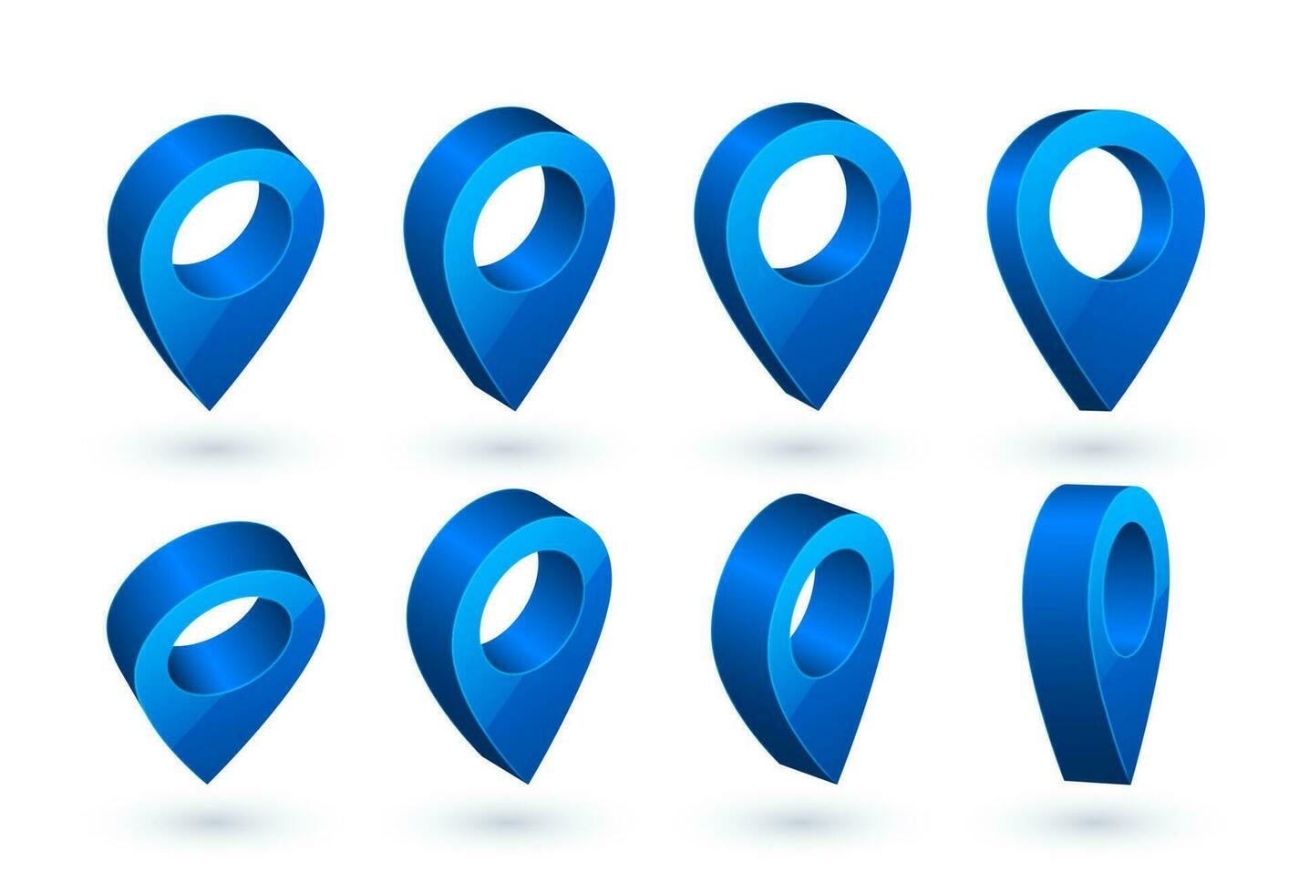 3d map pointer. Blue navigator symbol isolated on white background. Vector illustration