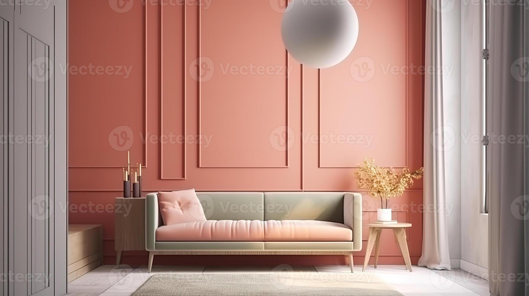 Free photo two poster frame mockup in scandinavian style living room interior.